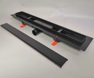 Душевой лоток Veconi Klasik Black 850 V850KB с Черной матовой решеткой под плитку